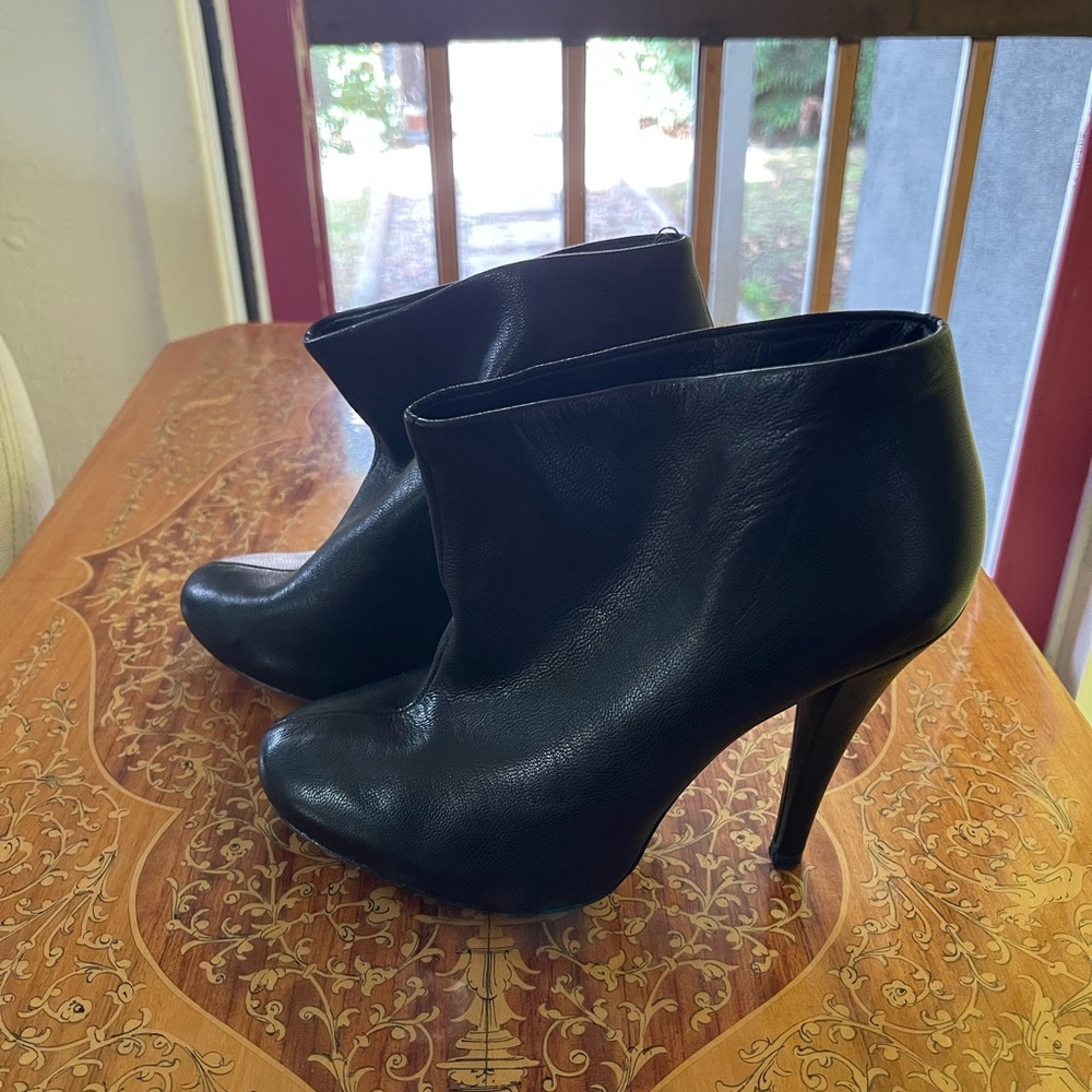 Black leather ankle boots